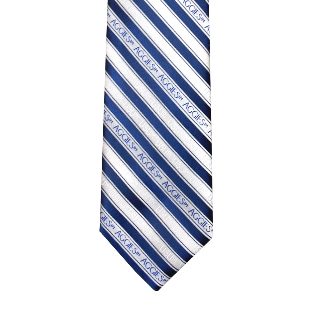 Utah State Men's Tie featuring trendy stripes, made from durable microfiber, perfect for fans.