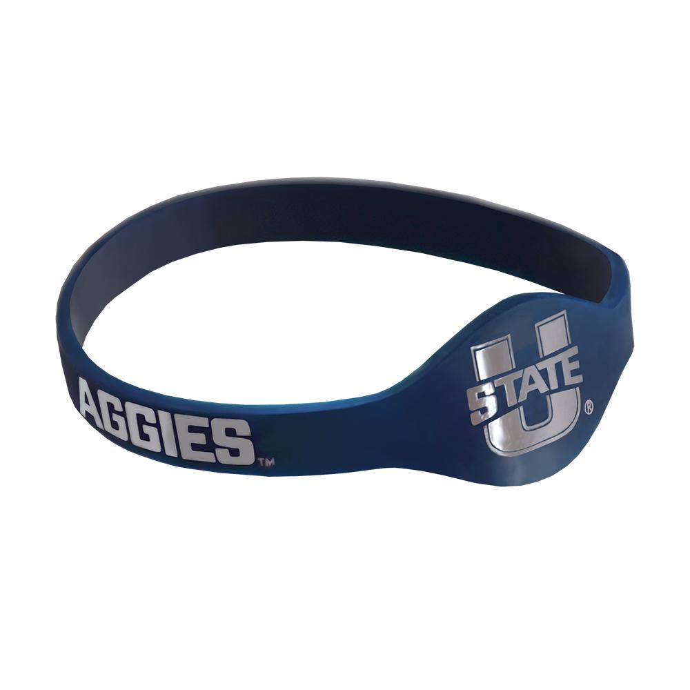 Utah State Silicone Bracelet featuring the university's logo and colors, designed for fans.