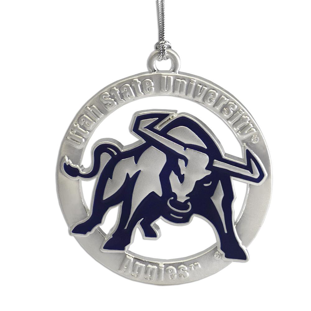 Utah State USU Aggies Ornament featuring the university logo, perfect for holiday decorations.