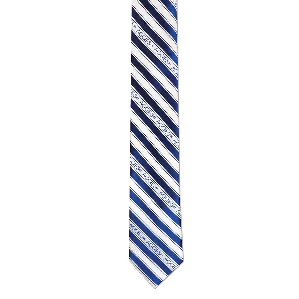 Utah State University Youth Tie featuring trendy stripes, made from durable microfiber, perfect for young fans.