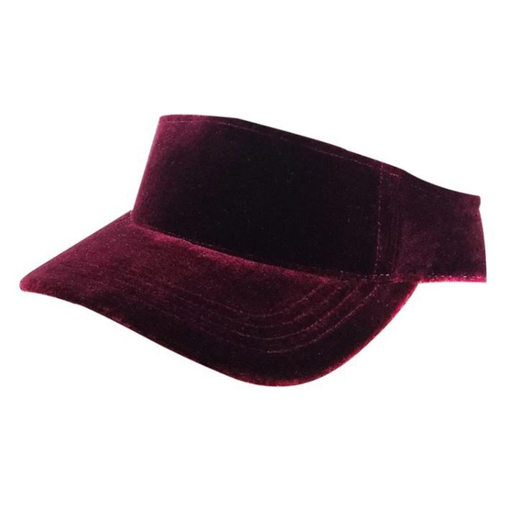 A pack of six stylish velvet sun visor hats in various colors, featuring a curved visor and velcro closure, perfect for sun protection.