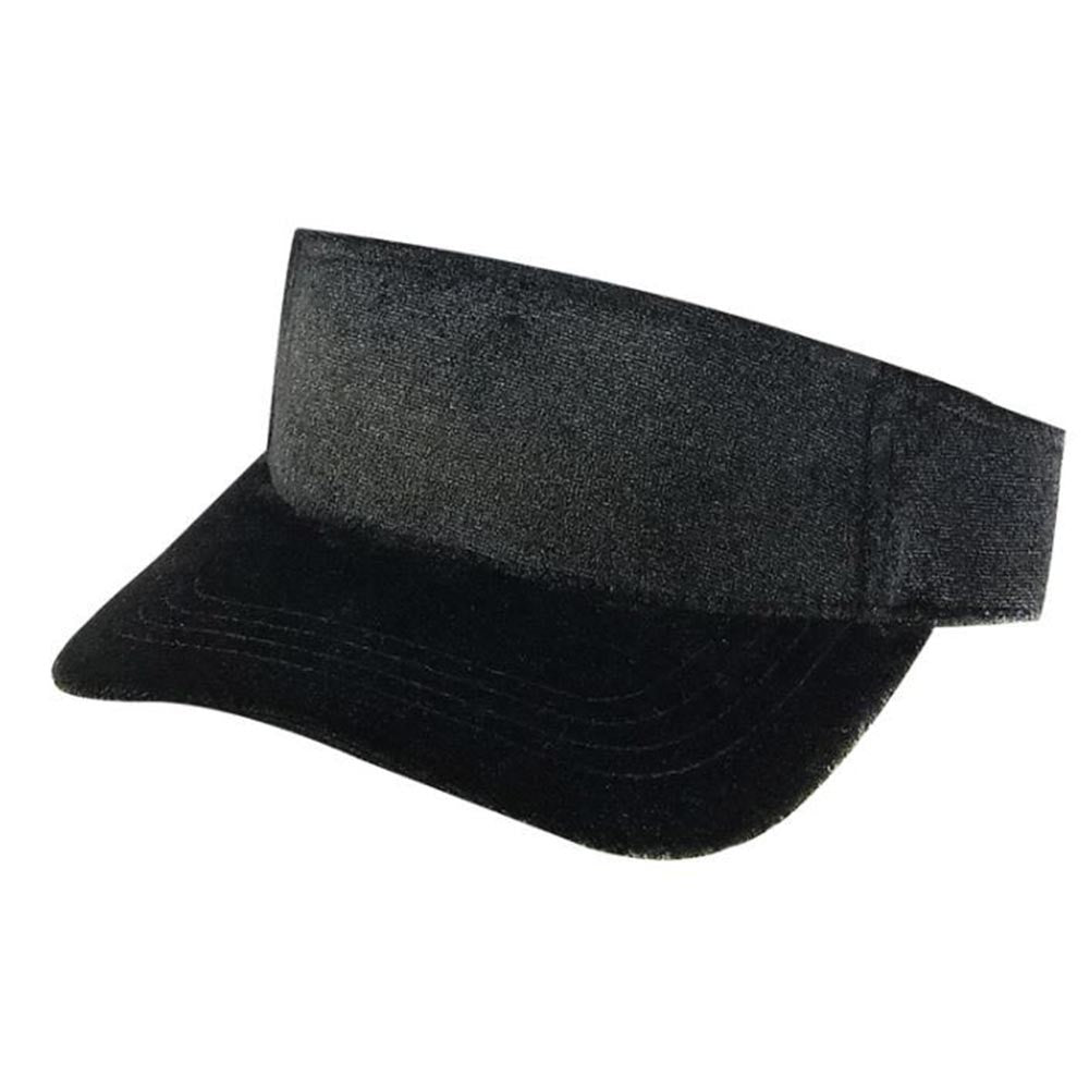 A pack of six stylish velvet sun visor hats in various colors, featuring a curved visor and velcro closure, perfect for sun protection.