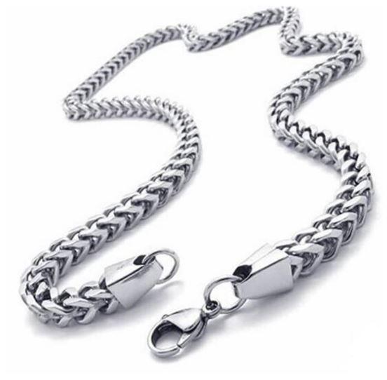 VESSEL 3x3MM Steel Silver Franco chain with high gloss finish, showcasing its solid steel construction and lobster lock closure.