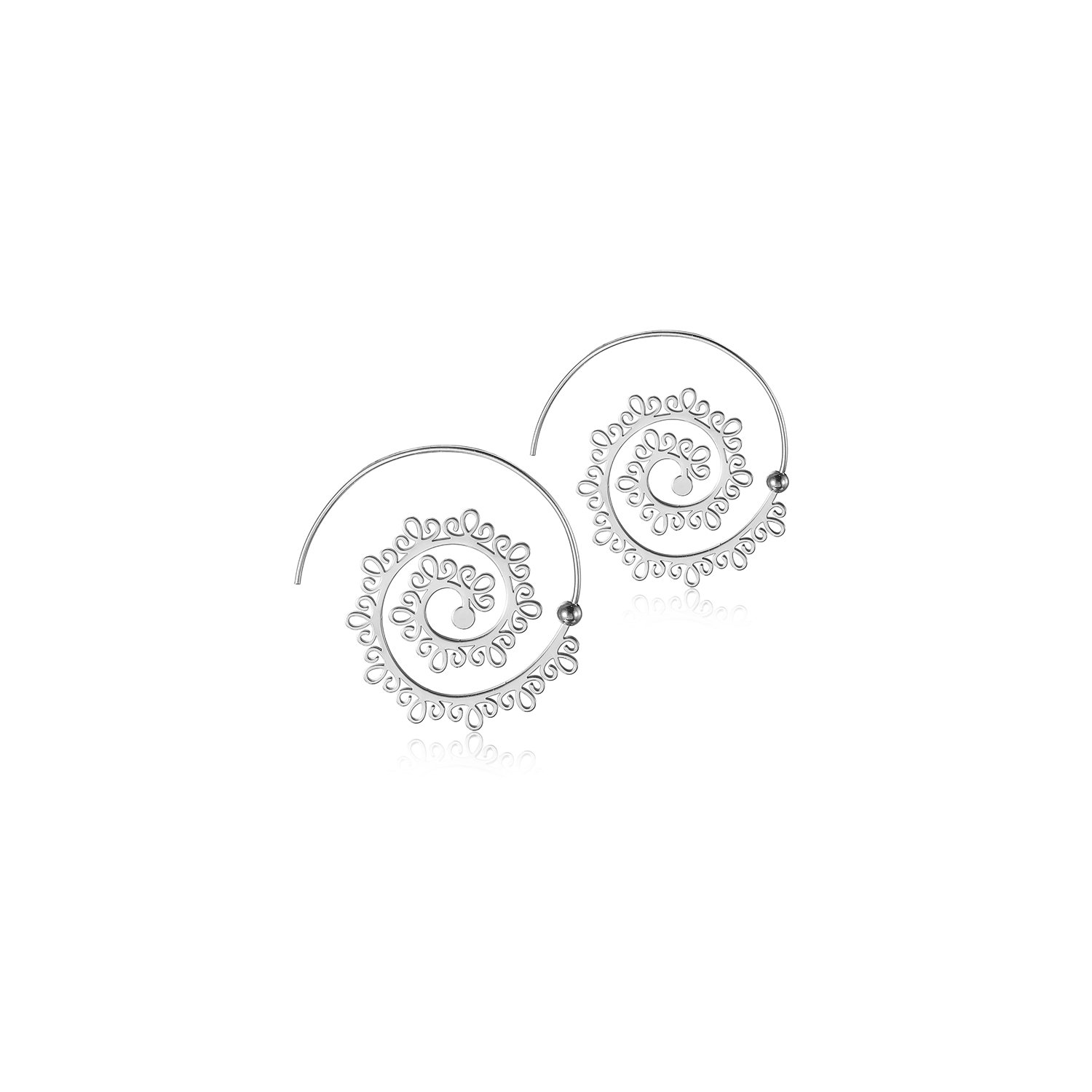 Vintage Circle Round Spiral Earrings made of surgical stainless steel with gold plating, showcasing a unique spiral design.