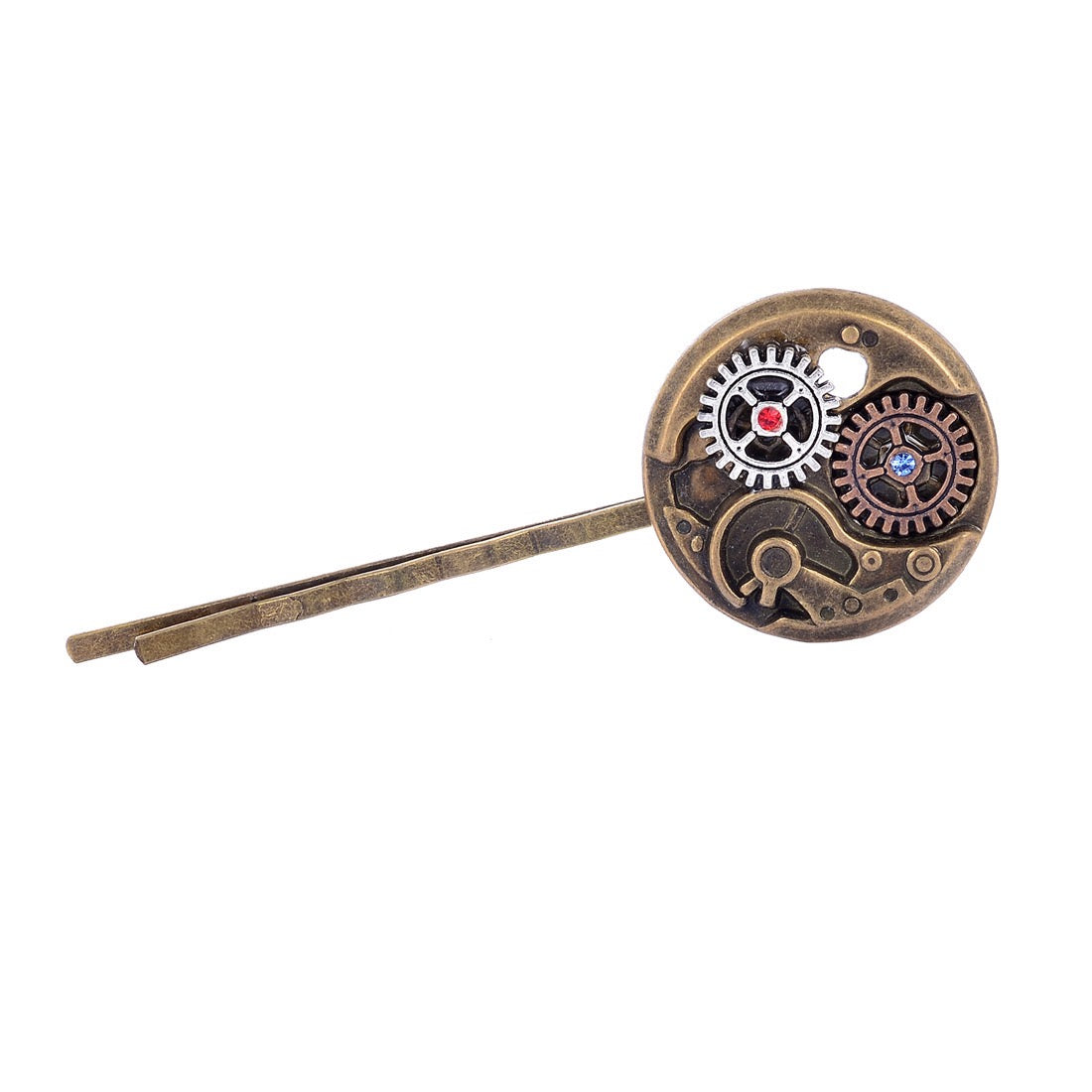 Vintage Clock Movement Hair Clip made of alloy, featuring intricate clock design and secure clasp for stylish hair styling.