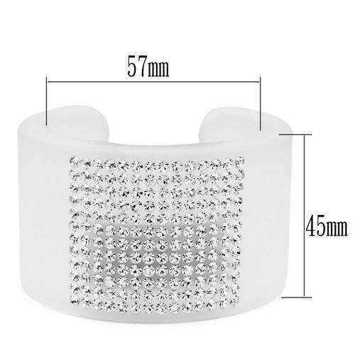 VL026 Resin Bangle featuring a clear top grade crystal, showcasing its elegant design and lightweight structure.