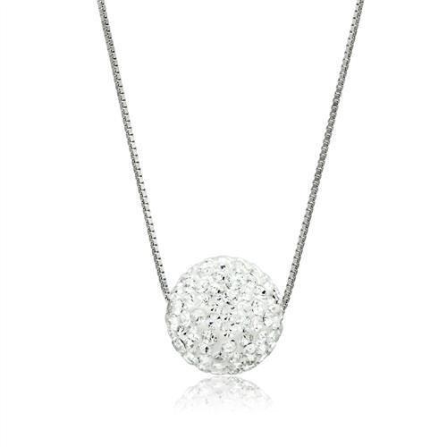 VL061 Rhodium Brass Chain Pendant featuring a clear top grade crystal, elegantly designed for versatile wear.