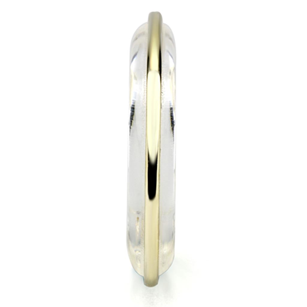 VL081 IP Gold Brass Ring featuring a clear synthetic stone, showcasing its elegant design and luxurious finish.