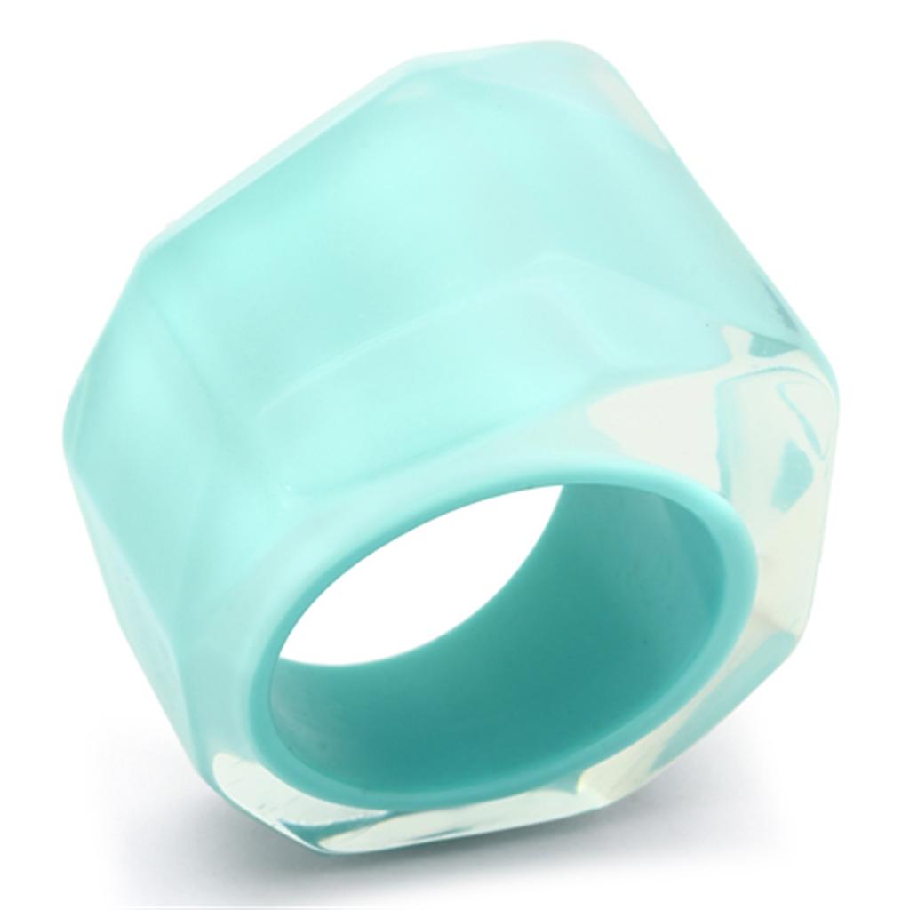 VL095 Resin Ring with No Stone in sea blue color, showcasing a minimalist design.