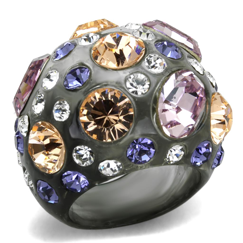 VL114 Resin Ring featuring a vibrant multi-color top grade crystal, elegantly designed for comfort and style.