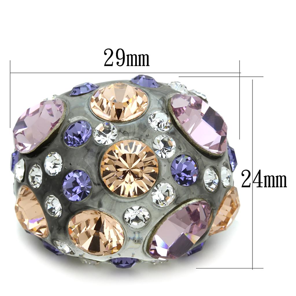 VL114 Resin Ring featuring a vibrant multi-color top grade crystal, elegantly designed for comfort and style.