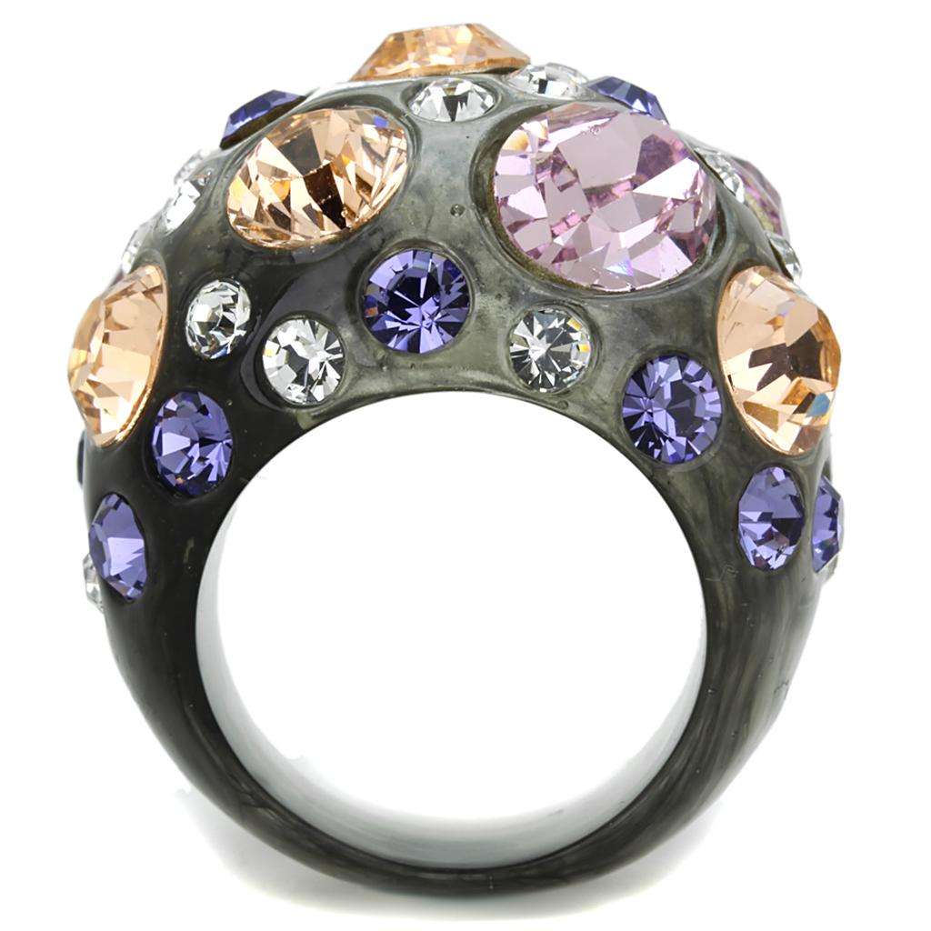 VL114 Resin Ring featuring a vibrant multi-color top grade crystal, elegantly designed for comfort and style.