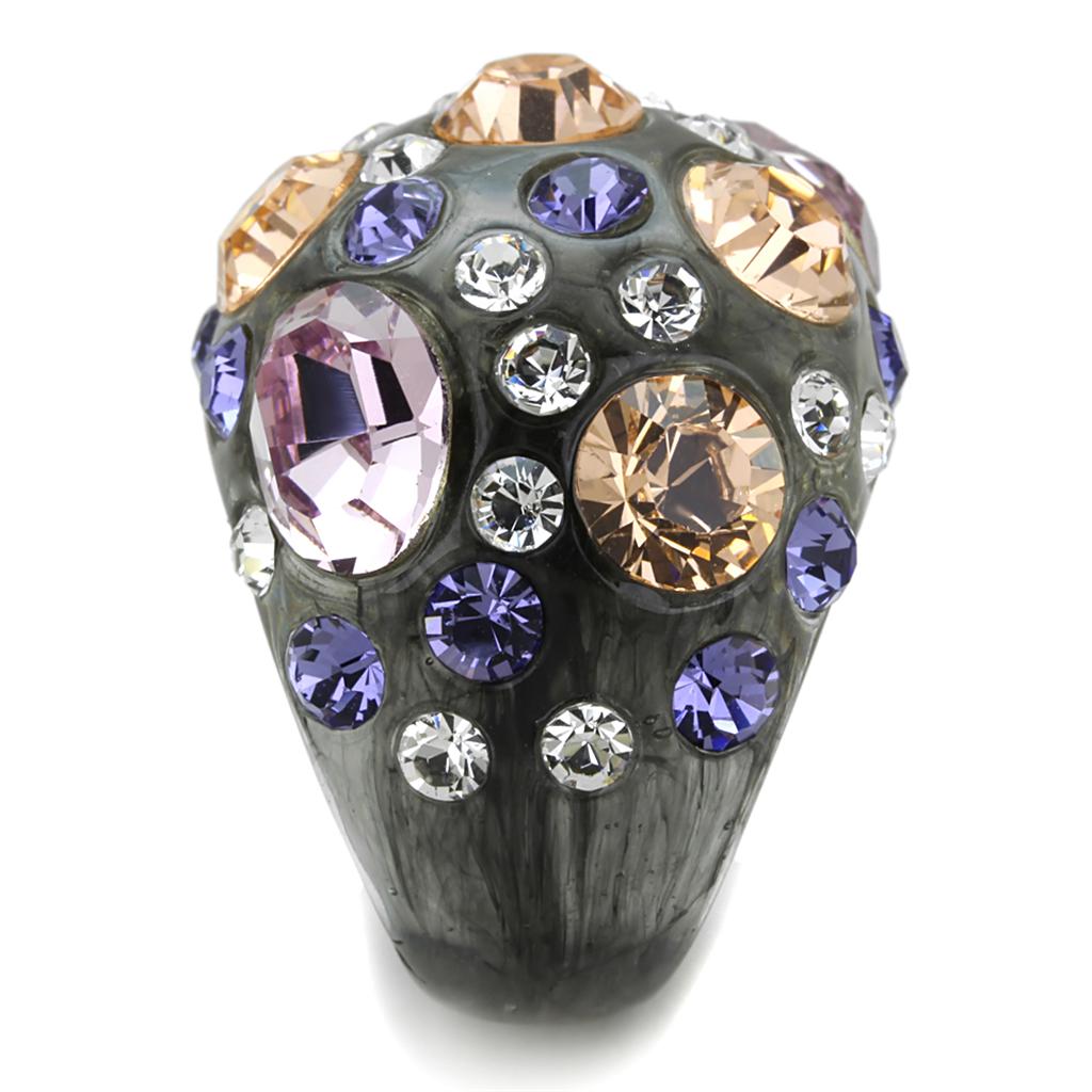 VL114 Resin Ring featuring a vibrant multi-color top grade crystal, elegantly designed for comfort and style.