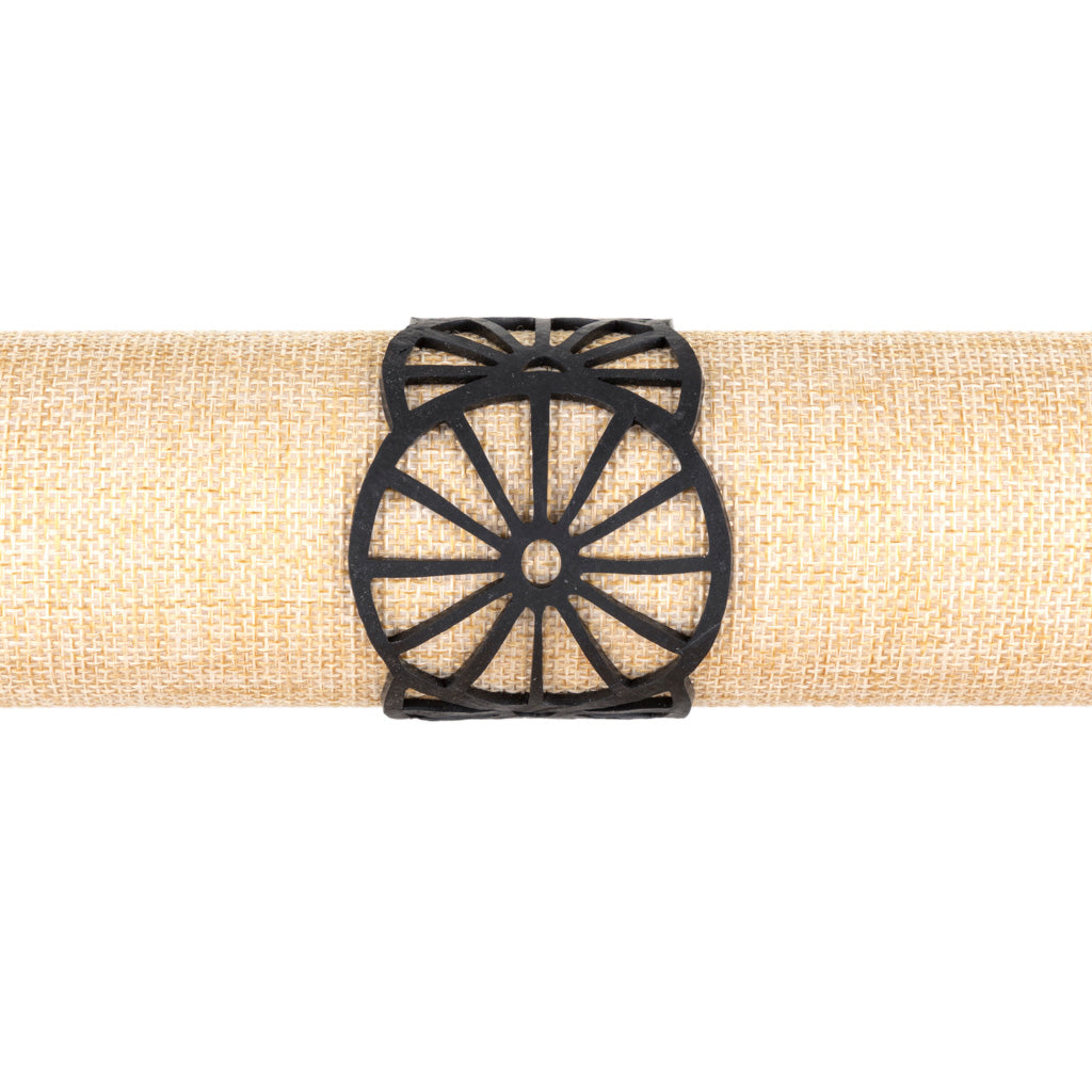 A stylish Water Wheel Rubber Bracelet made from recycled rubber, featuring intricate detailing and a comfortable fit.