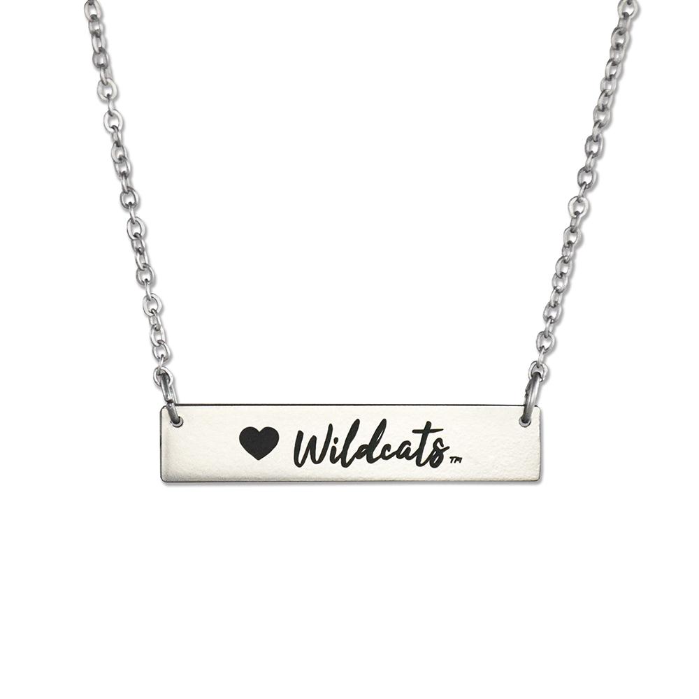 Weber State Wildcats bar necklace with silver finish and adjustable chain, showcasing school spirit.