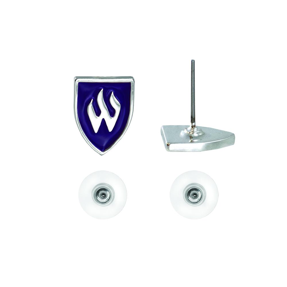 Weber State Wildcats W Logo Post Earrings featuring a stylish W logo on stainless steel posts, perfect for fans.