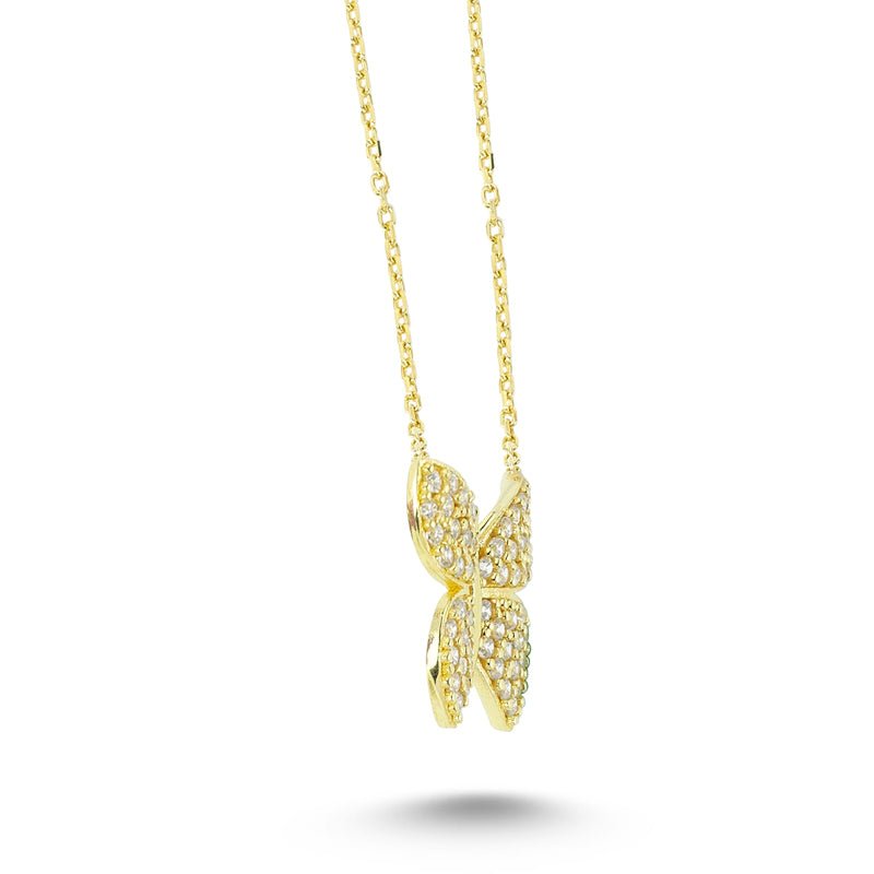 Elegant White Butterfly Silver Necklace with CZ crystal pendant, showcasing a delicate design and high-quality craftsmanship.