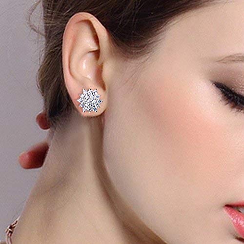 Elegant White Crystal Pave Stud Earrings featuring 14K Gold Plating and AAAAA Crystal stones in a princess cut design.