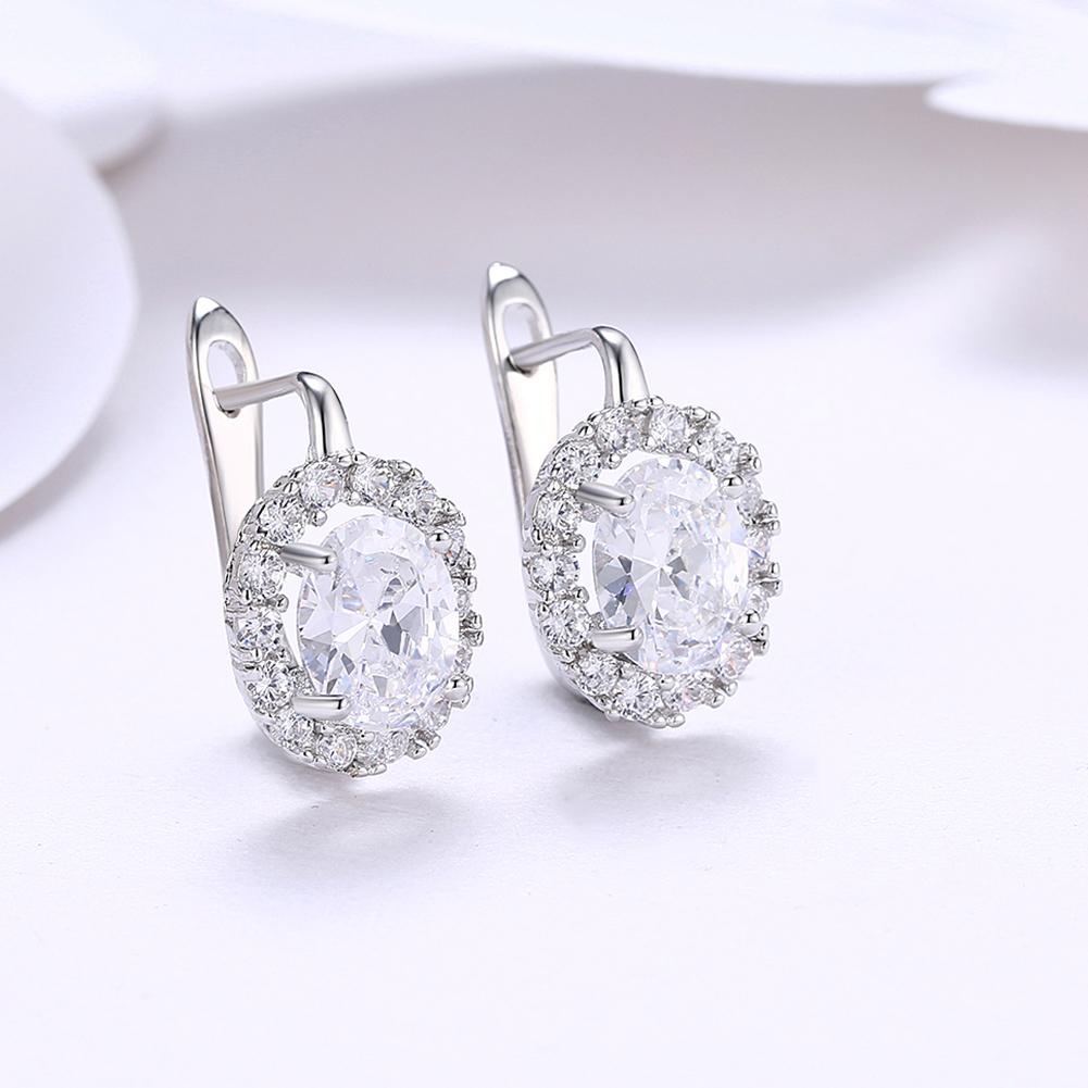 Elegant White Elements Leverback Earrings in 18K white gold with certified crystals, showcasing a sophisticated design.