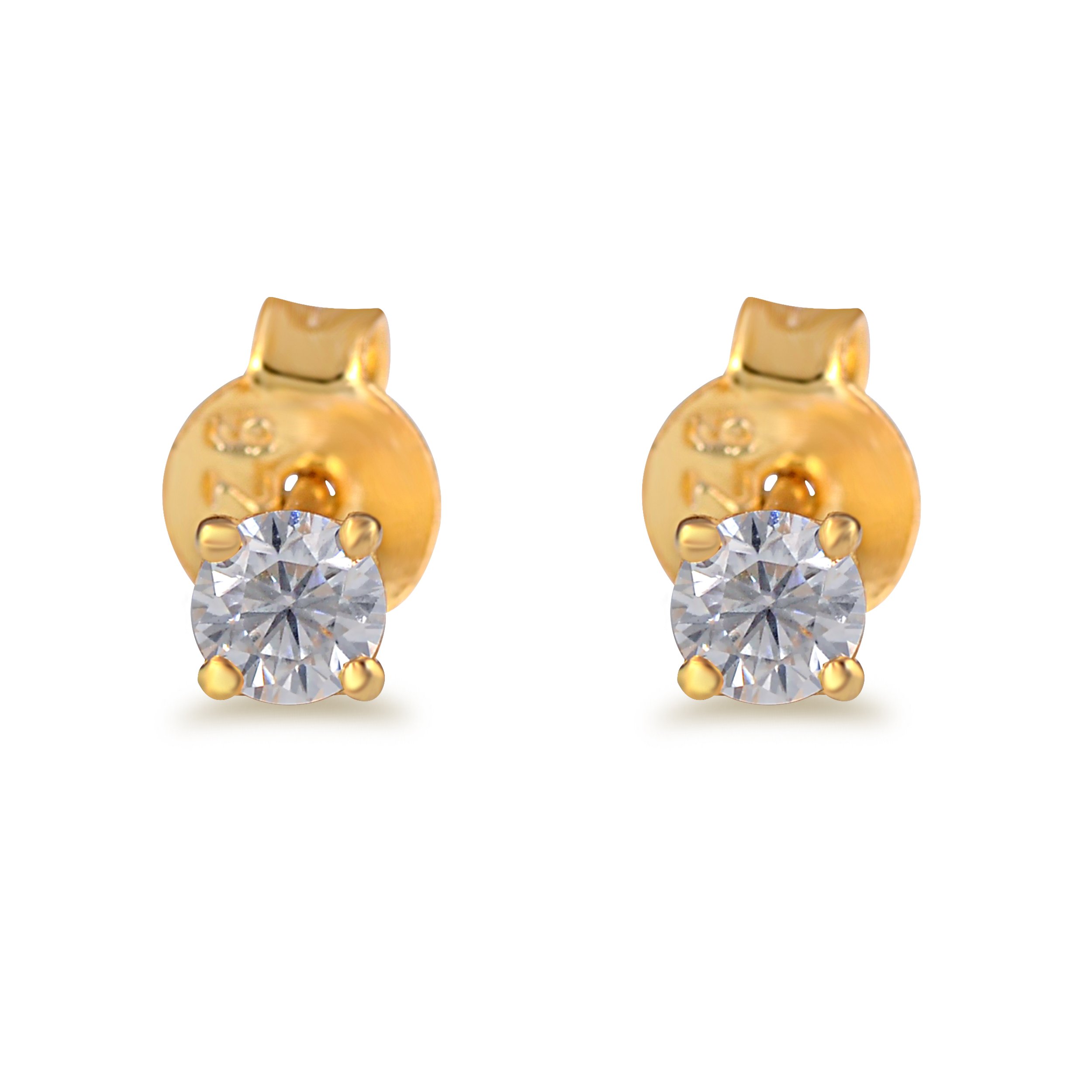 Elegant White Moissanite Stud Earrings set in high-polished Sterling Silver, featuring round 4 mm stones.