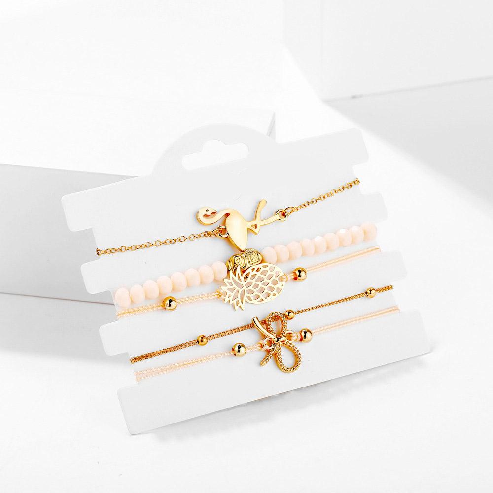 Wild Jungle Marble Stretch 5 Piece Bracelet Set featuring 14K rose gold plating and unique pineapple design, elegantly displayed.