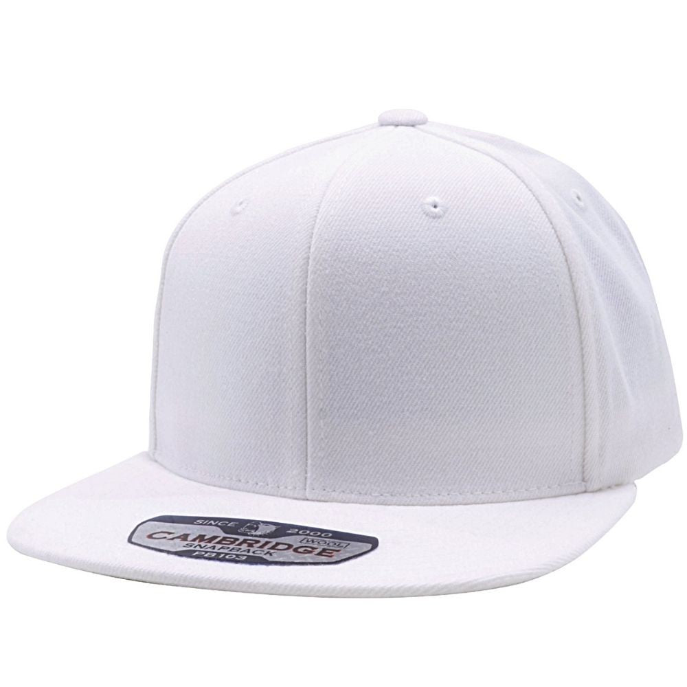 A pack of six stylish wool blend snapback hats featuring a high profile crown and flat visor, perfect for casual wear.