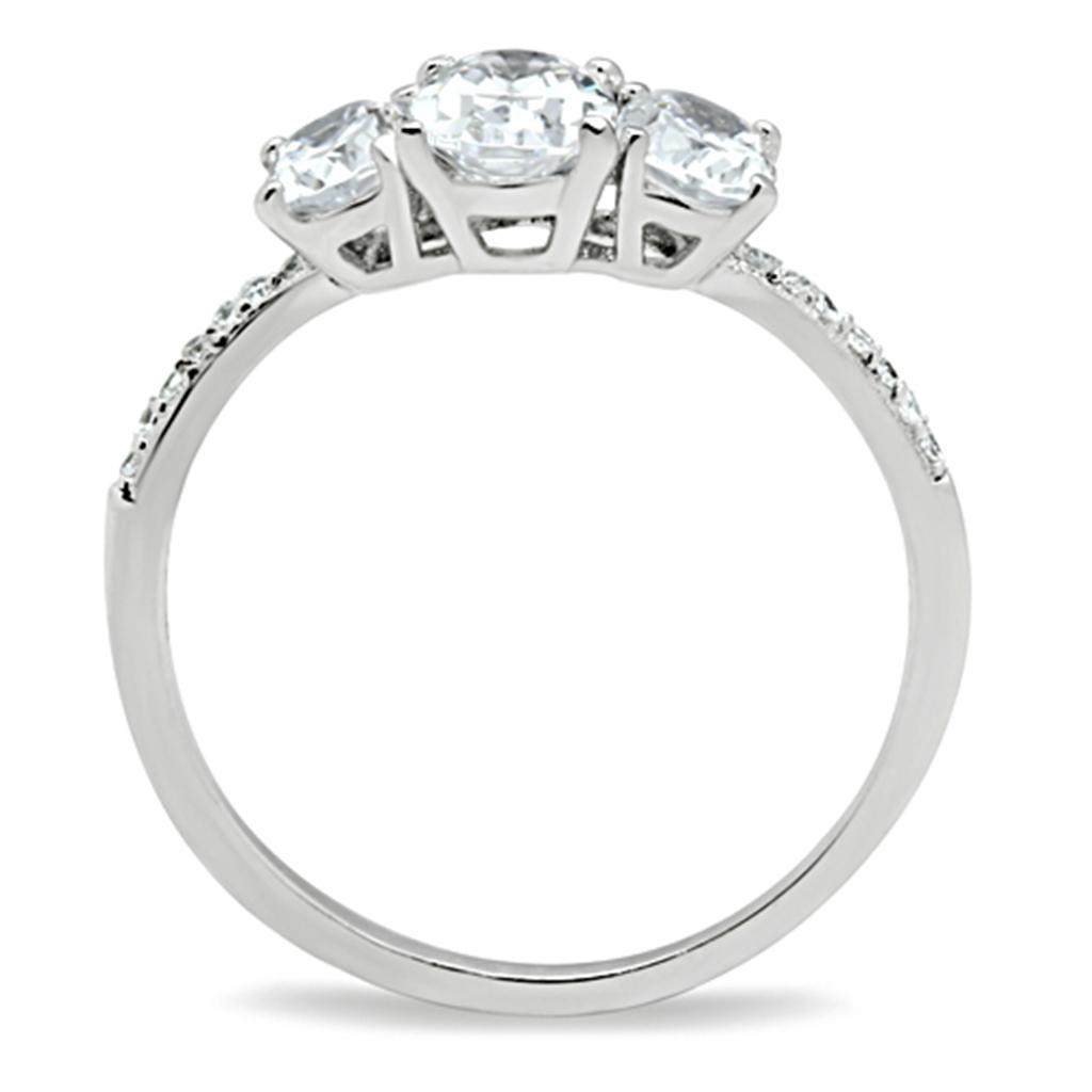 Elegant Women 925 Sterling Silver Ring with Cubic Zirconia, featuring a clear oval stone and rhodium plating.