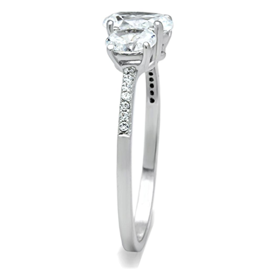 Elegant Women 925 Sterling Silver Ring with Cubic Zirconia, featuring a clear oval stone and rhodium plating.