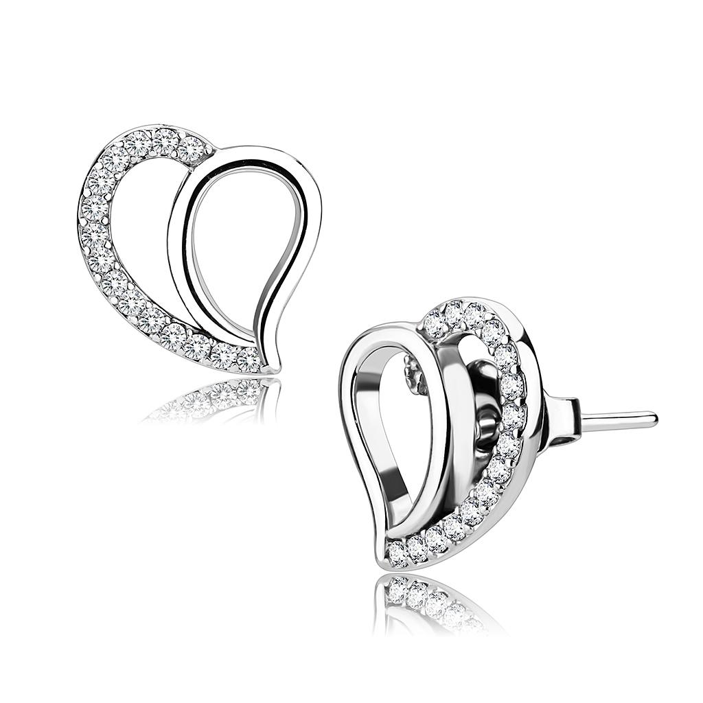 Elegant women stainless steel earrings featuring AAA grade cubic zirconia stones, high-polished finish, perfect for any occasion.