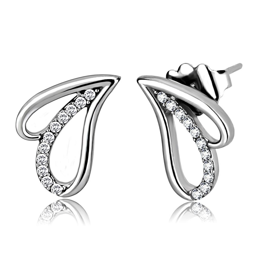 Elegant women stainless steel earrings featuring AAA Grade cubic zirconia stones, high-polished finish, perfect for any occasion.