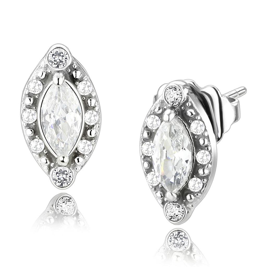 Elegant women stainless steel earrings featuring AAA Grade cubic zirconia stones, high-polished finish, perfect for any occasion.