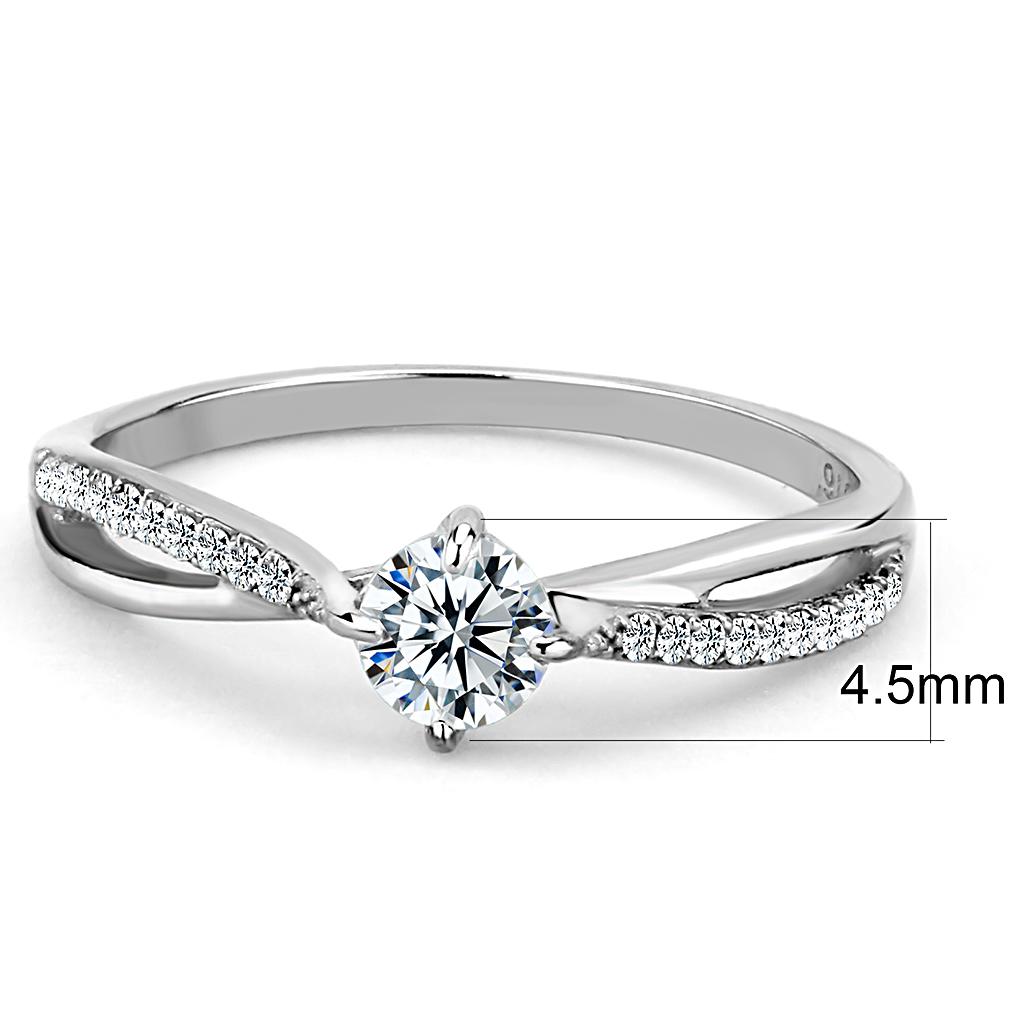 Elegant Women Stainless Steel Ring with clear round cubic zirconia stones, high-polished finish, perfect for any occasion.