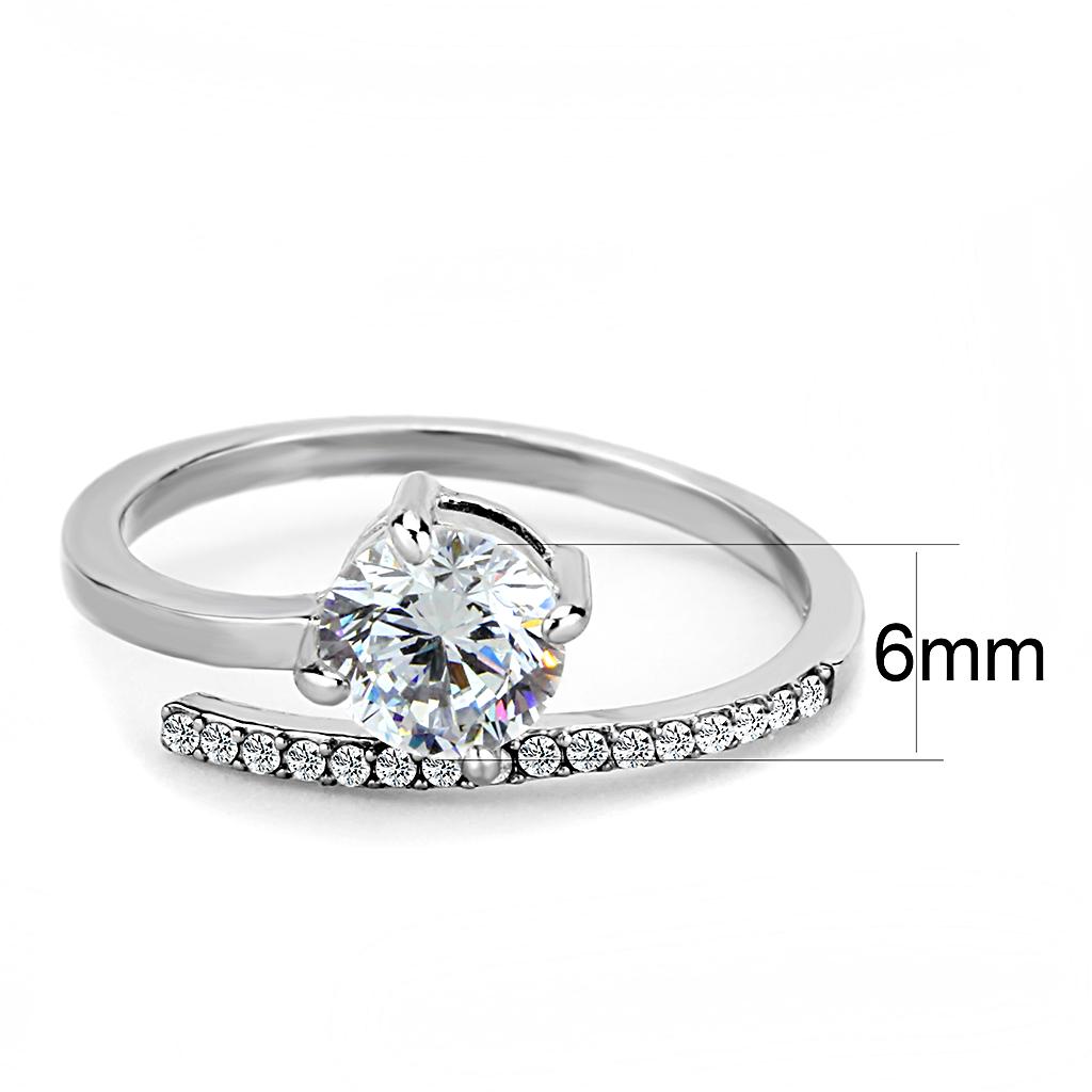 A stunning women's stainless steel ring featuring clear round cubic zirconia stones, showcasing a high-polished finish for a luxurious look.