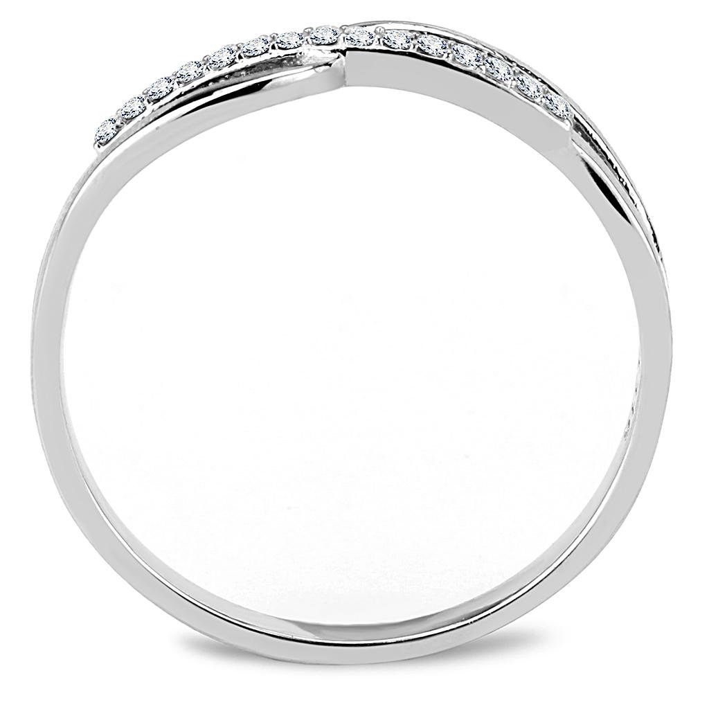 Elegant Women Stainless Steel Ring with Clear Cubic Zirconia Stones, high-polished finish, perfect for any occasion.