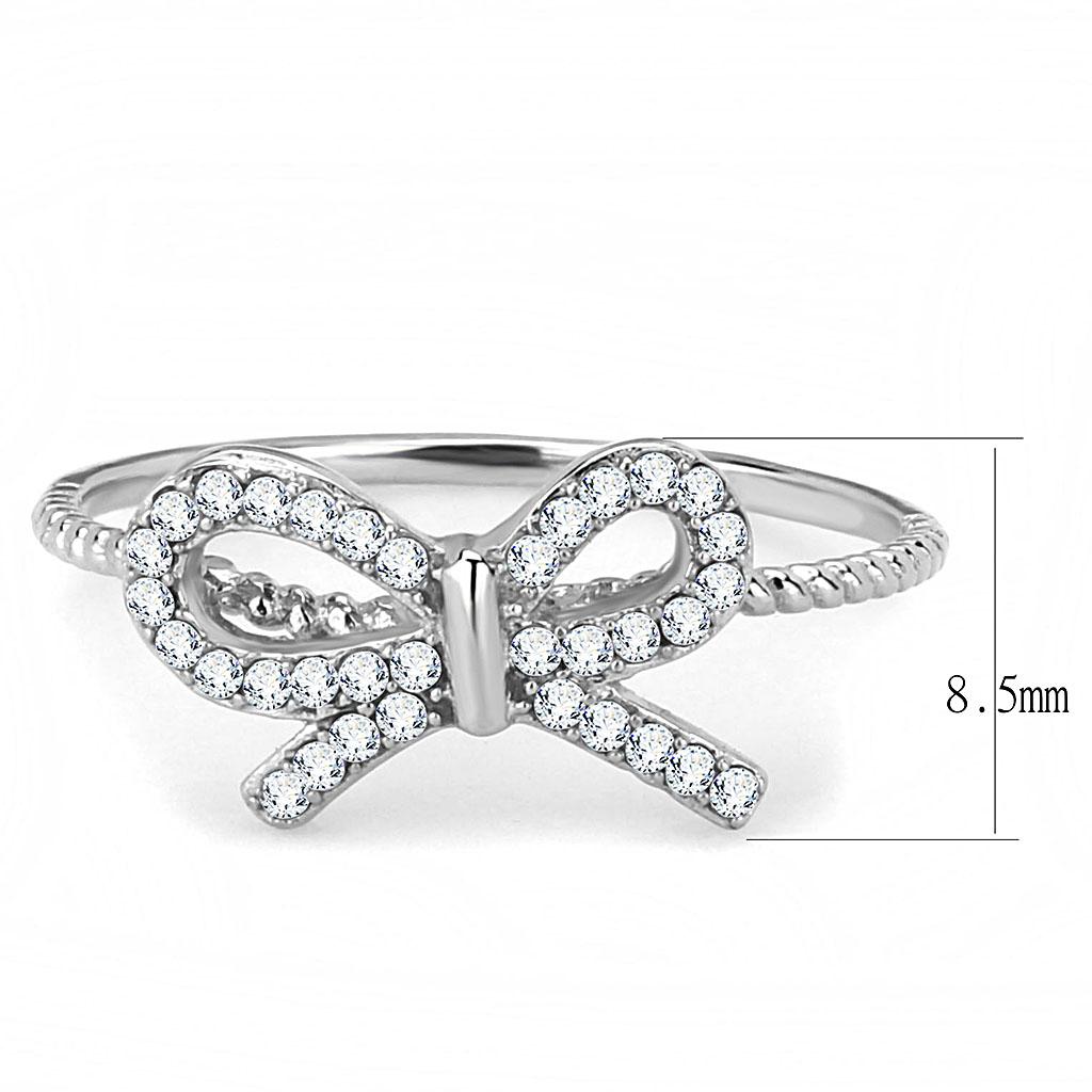 Elegant Women Stainless Steel Ring with clear cubic zirconia stones, high-polished finish, perfect for everyday wear.