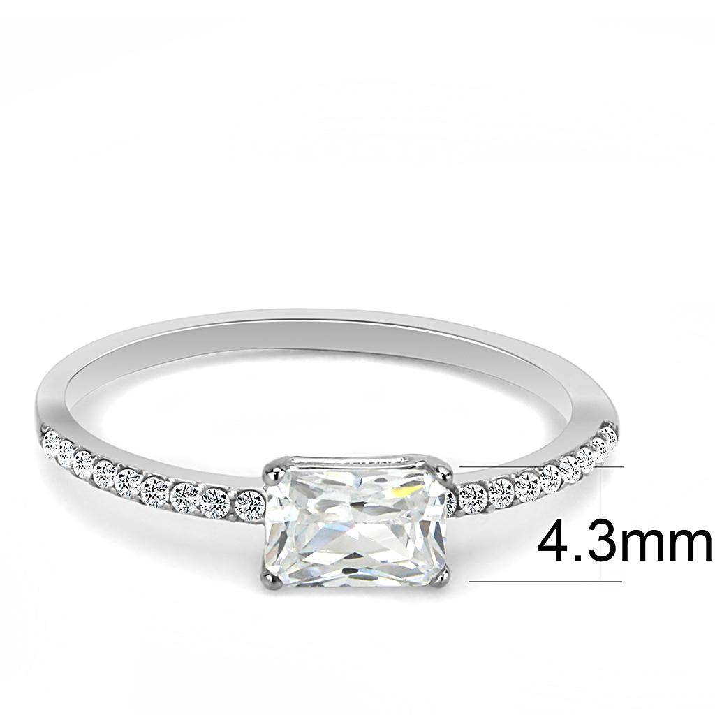 Women Stainless Steel Cubic Zirconia Ring with high-polished finish and clear cubic zirconia accents, showcasing elegance and durability.