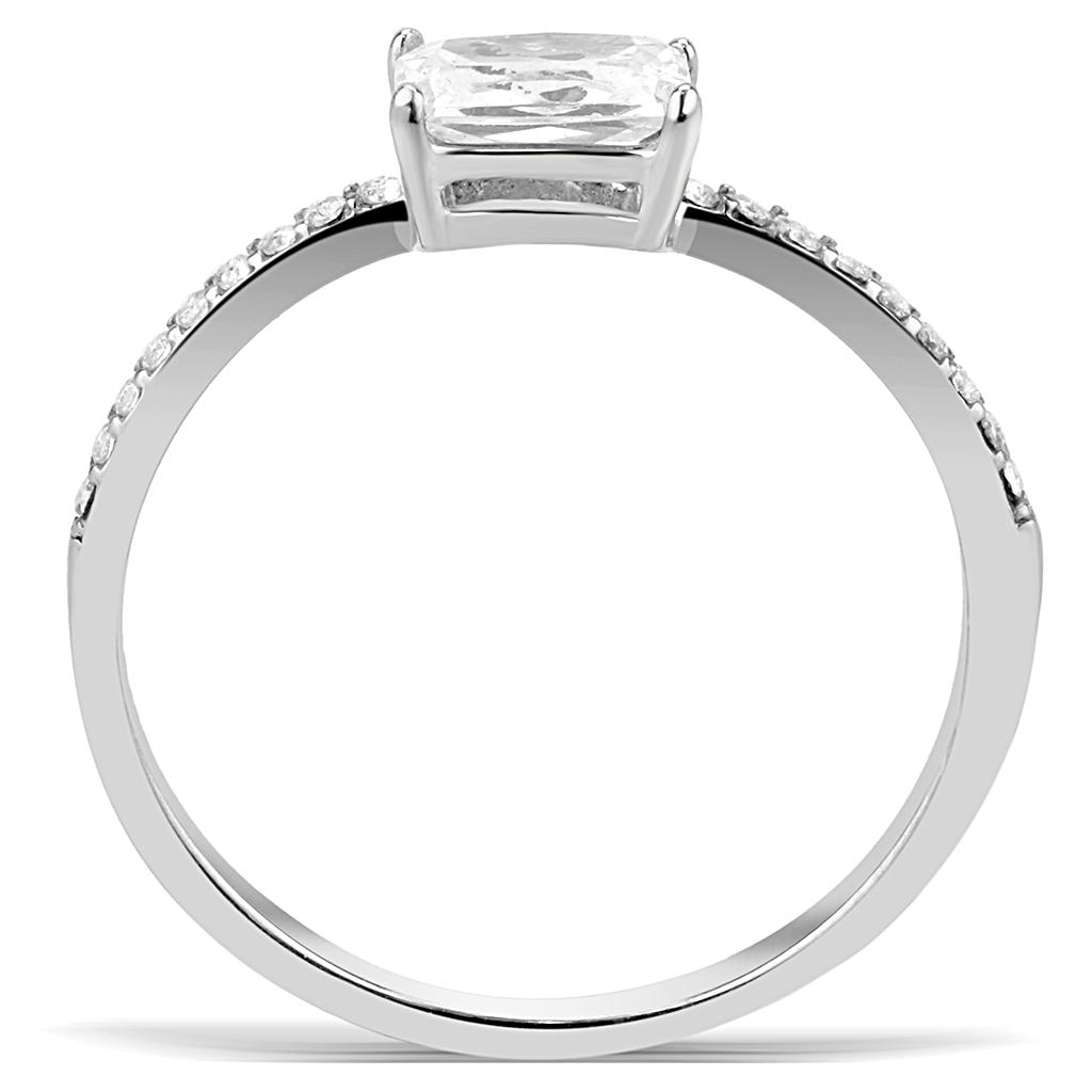 Women Stainless Steel Cubic Zirconia Ring with high-polished finish and clear cubic zirconia accents, showcasing elegance and durability.