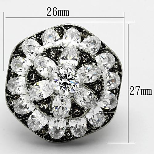 Women Stainless Steel Cubic Zirconia Ring TK1016 with high-polished finish and clear stones, showcasing elegance and durability.