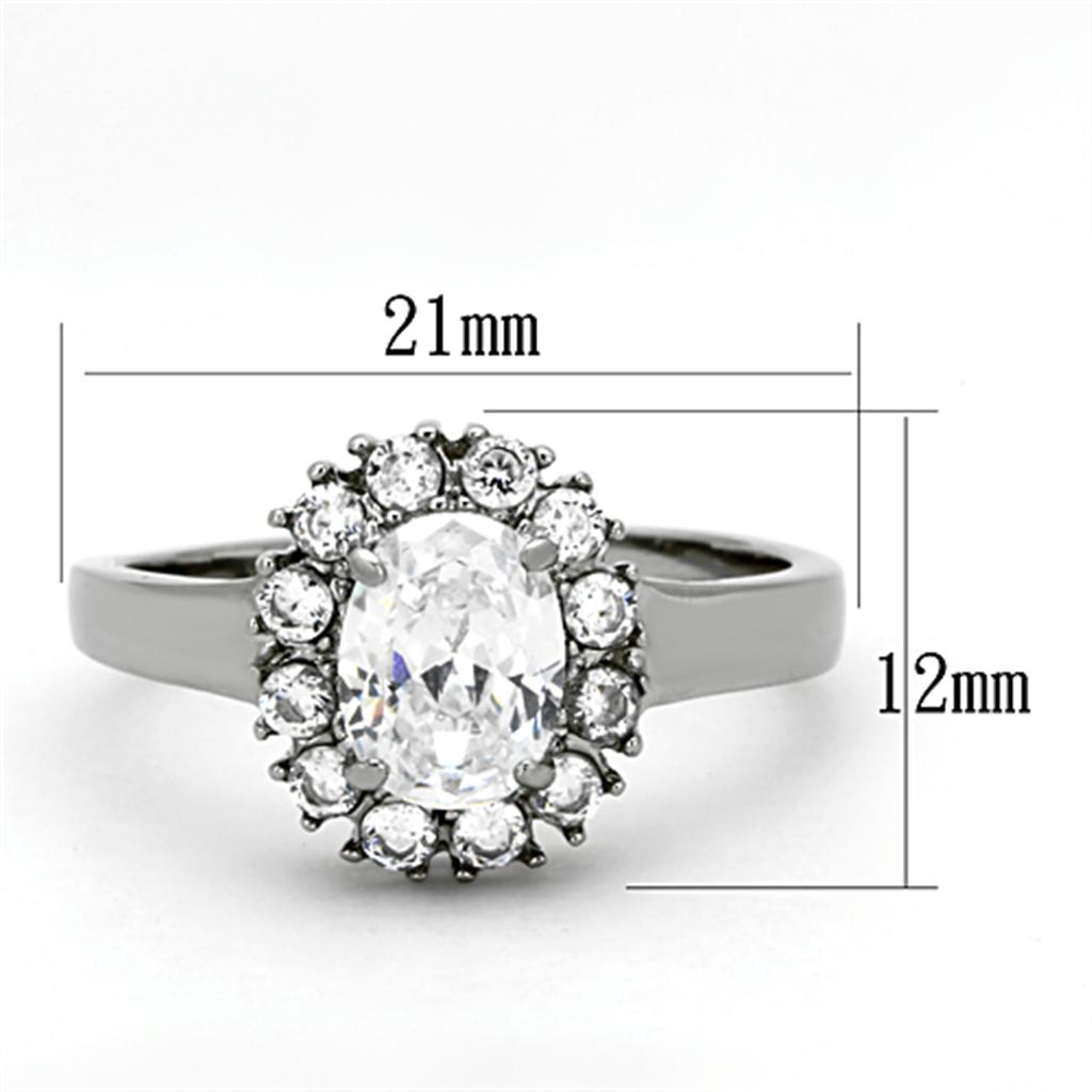 Women Stainless Steel Cubic Zirconia Ring TK1223 featuring high-polished finish and clear cubic zirconia stones.