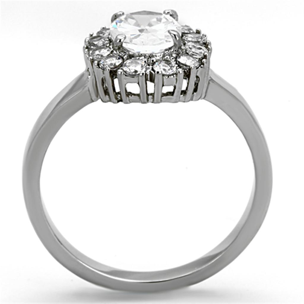 Women Stainless Steel Cubic Zirconia Ring TK1223 featuring high-polished finish and clear cubic zirconia stones.