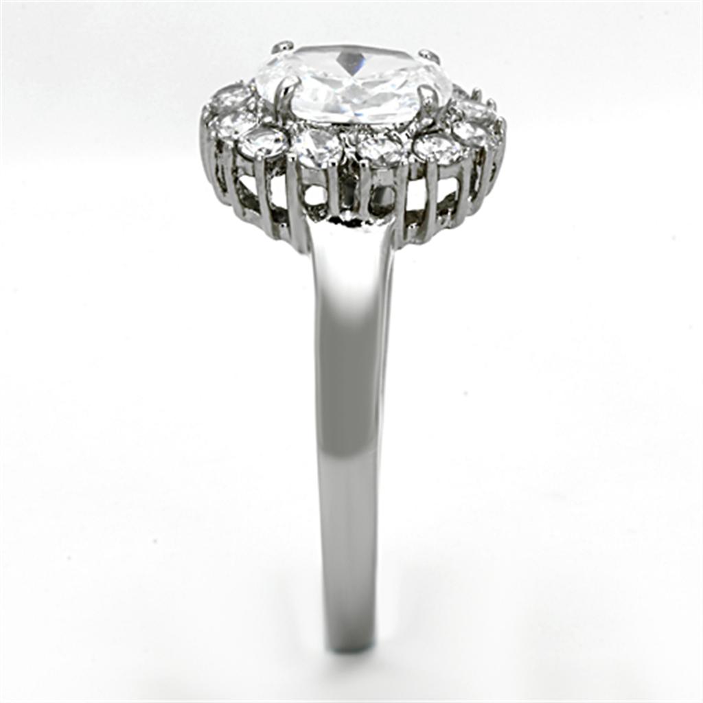 Women Stainless Steel Cubic Zirconia Ring TK1223 featuring high-polished finish and clear cubic zirconia stones.