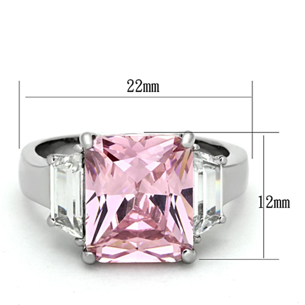 Elegant Women Stainless Steel Ring with Cubic Zirconia in a rose design, showcasing its high polished finish.