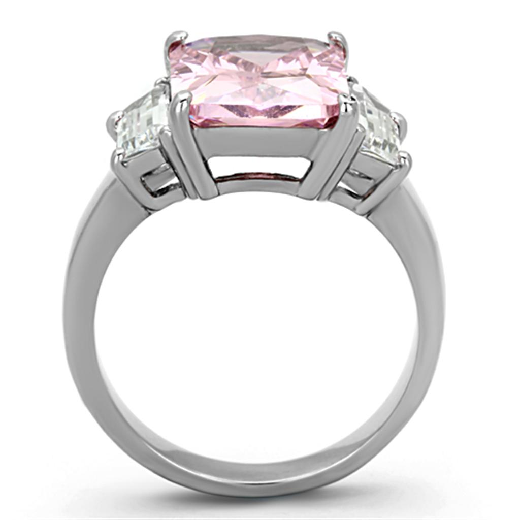 Elegant Women Stainless Steel Ring with Cubic Zirconia in a rose design, showcasing its high polished finish.