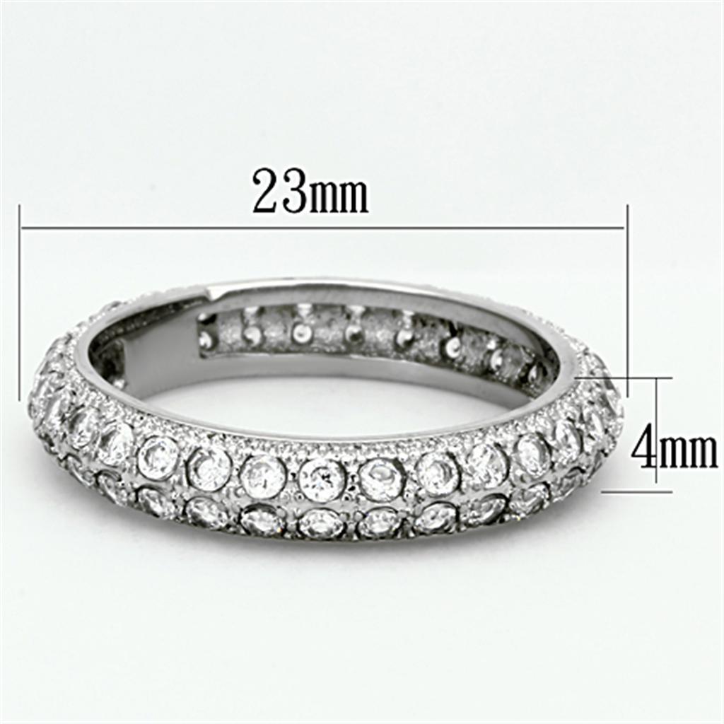 Elegant Women Stainless Steel Ring with Clear Cubic Zirconia Stones, high-polished finish, showcasing its brilliance and design.