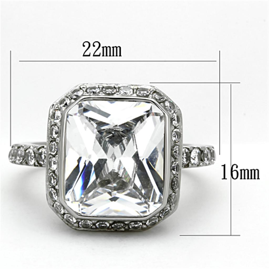 Elegant Women Stainless Steel Ring with Clear Cubic Zirconia Stones, high-polished finish, perfect for any occasion.