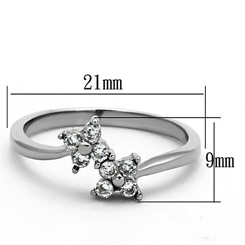 Elegant Women Stainless Steel Ring with clear cubic zirconia stones, high-polished finish, perfect for everyday wear.