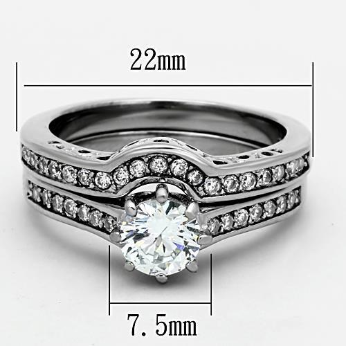 Women Stainless Steel Cubic Zirconia Ring TK1330 featuring a high-polished finish and clear round stones, perfect for elegant occasions.