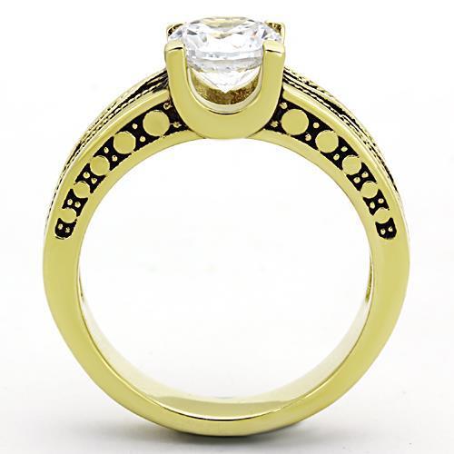 Elegant Women Stainless Steel Ring with Cubic Zirconia and IP Gold Finish