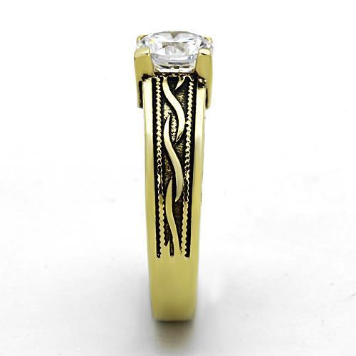 Elegant Women Stainless Steel Ring with Cubic Zirconia and IP Gold Finish