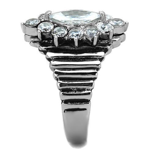 Women Stainless Steel Cubic Zirconia Ring TK1517 with clear stones and high-polished finish, showcasing elegance and durability.